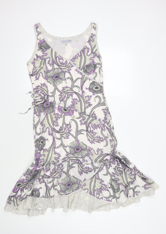 Women's Purple Floral Dress Cotton, Size 10, Sleeveless