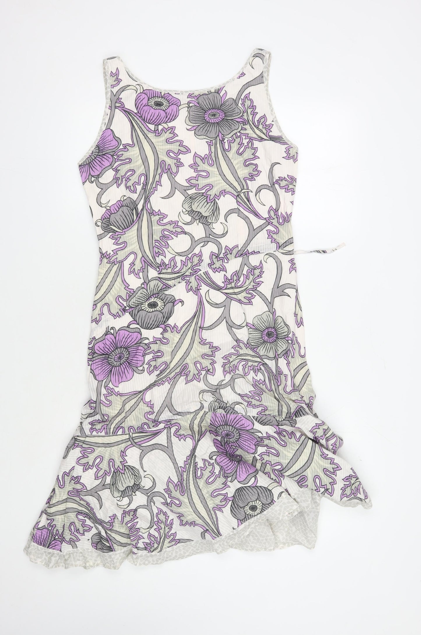 Women's Purple Floral Dress Cotton, Size 10, Sleeveless