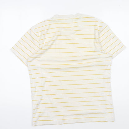 Jaeger Men's White Striped Short Sleeve T-Shirt S