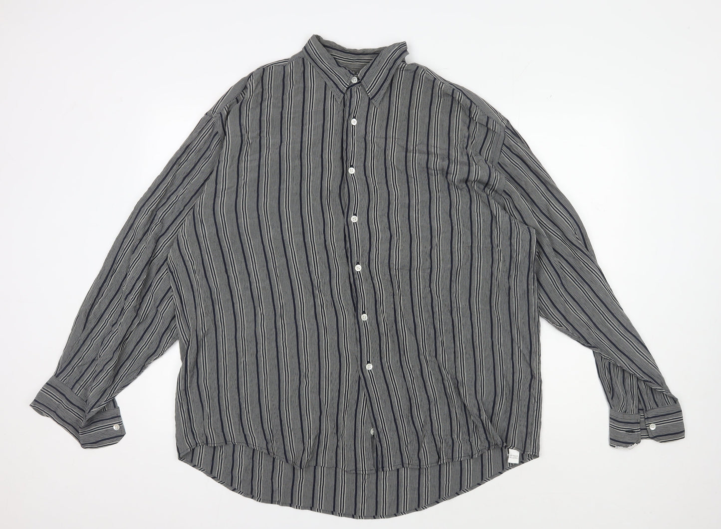 Jasper Conran Unisex Grey Striped Button-Up Shirt L