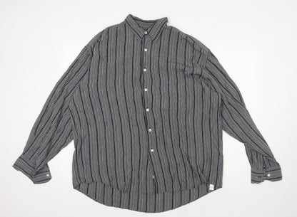 Jasper Conran Unisex Grey Striped Button-Up Shirt L