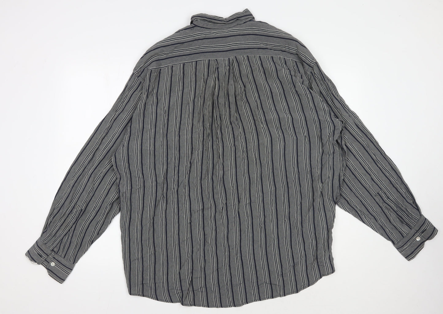 Jasper Conran Unisex Grey Striped Button-Up Shirt L