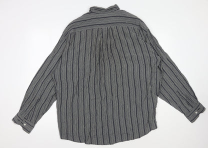 Jasper Conran Unisex Grey Striped Button-Up Shirt L