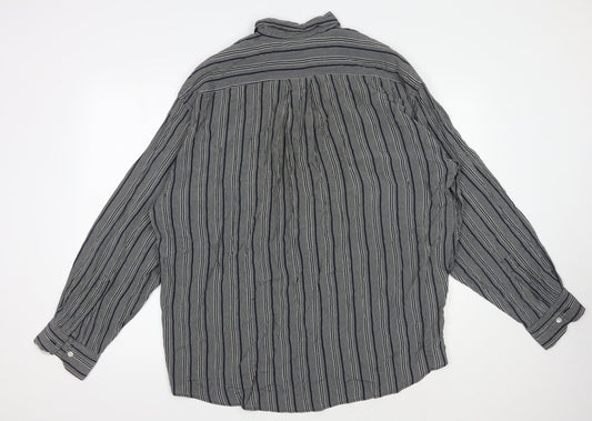 Jasper Conran Unisex Grey Striped Button-Up Shirt L