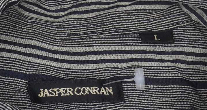 Jasper Conran Unisex Grey Striped Button-Up Shirt L