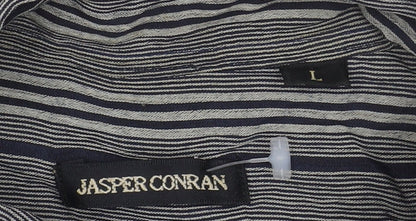 Jasper Conran Unisex Grey Striped Button-Up Shirt L