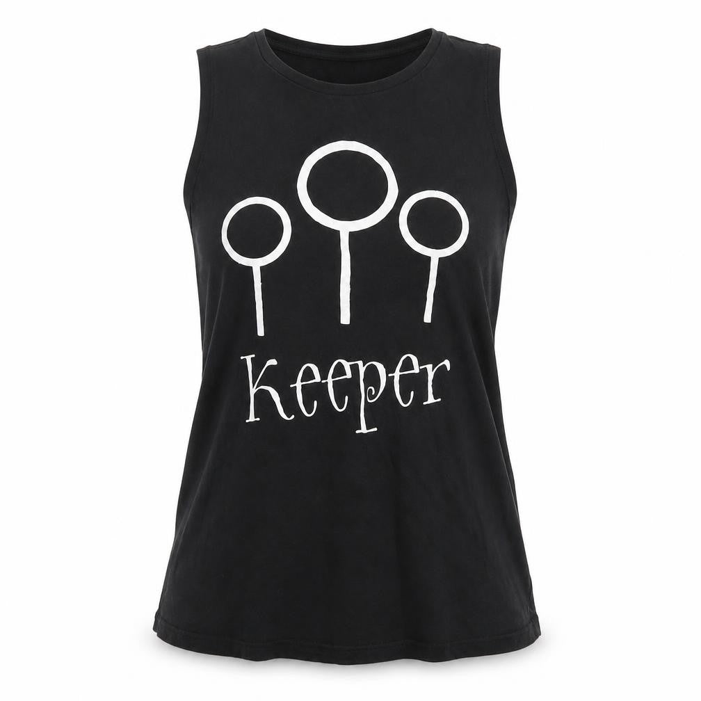 Front view of Harry Potter unisex adults black tank top, size 10