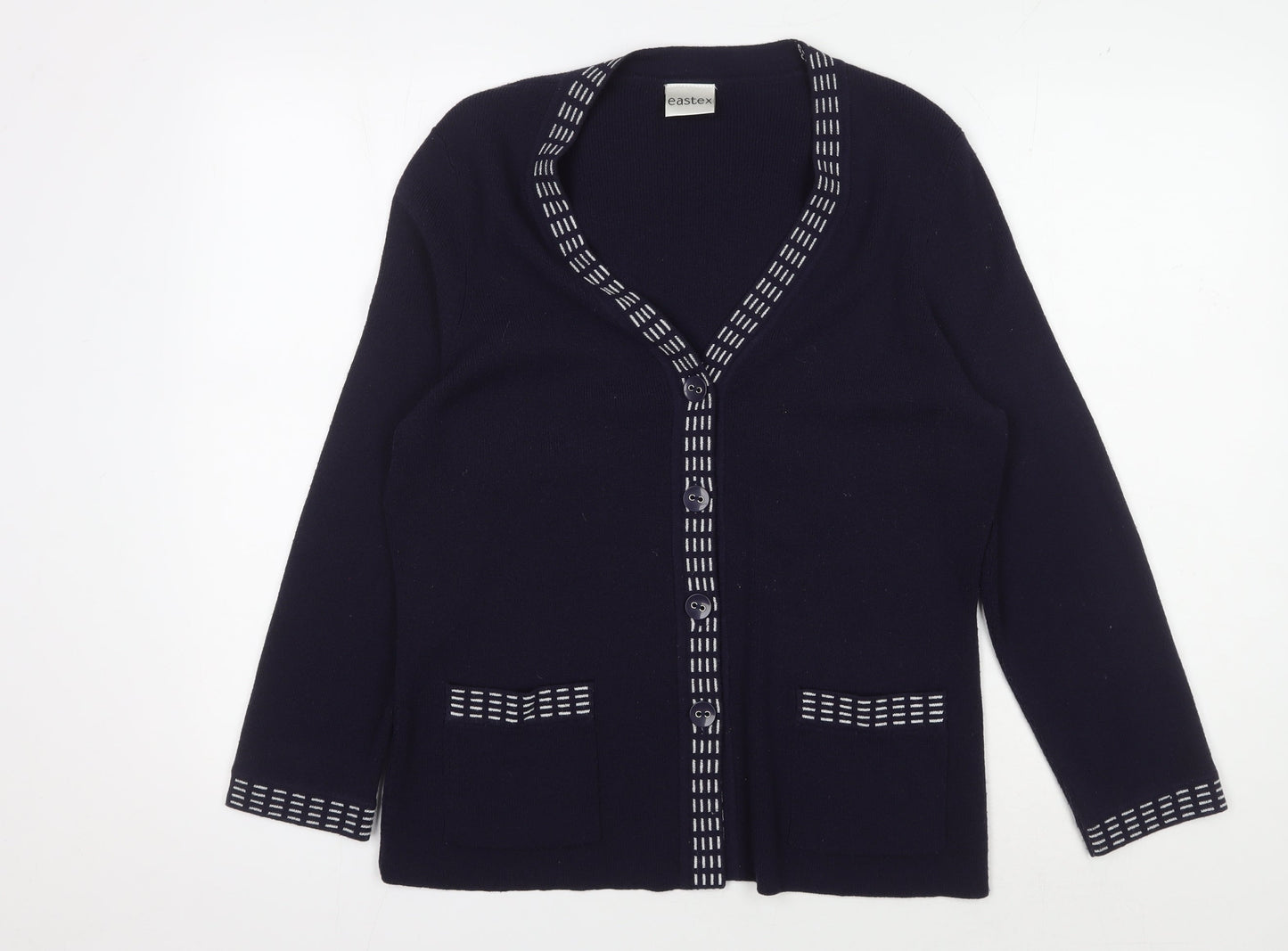 Eastex Women's Black Cardigan, Size 10 - V-Neck, Long Sleeve