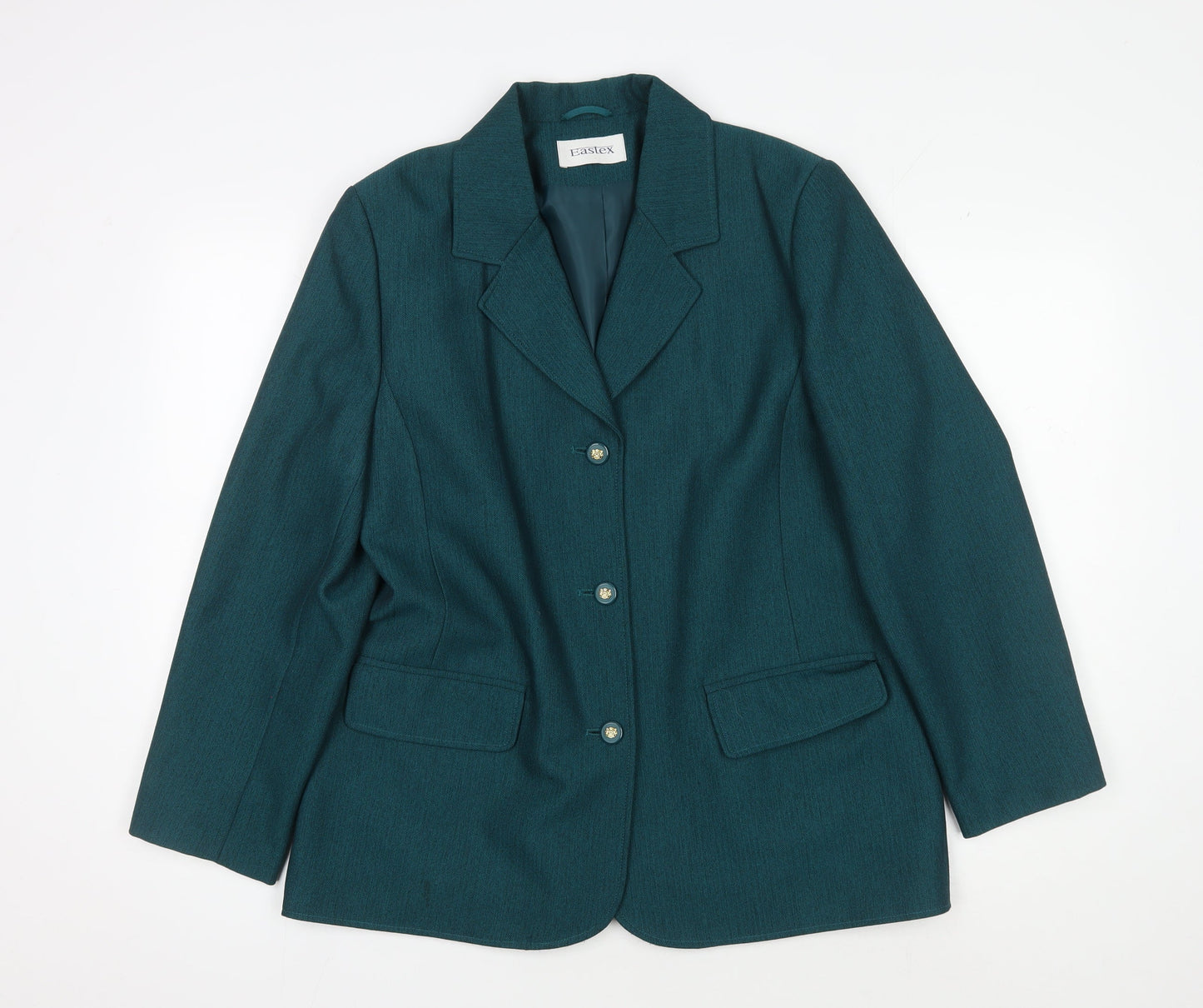 Eastex Women's Green Blazer - Size 14, Herringbone Pattern