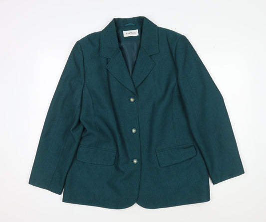 Eastex Women's Green Blazer - Size 14, Herringbone Pattern