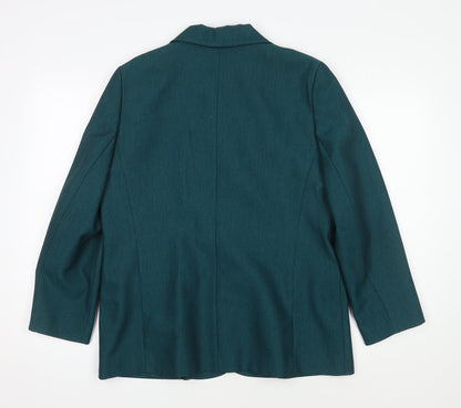 Eastex Women's Green Blazer - Size 14, Herringbone Pattern