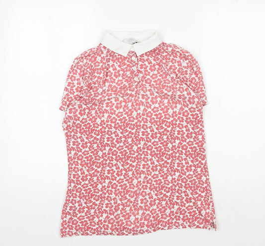 Laura Ashley Women's Red Floral Collared Blouse Size 10