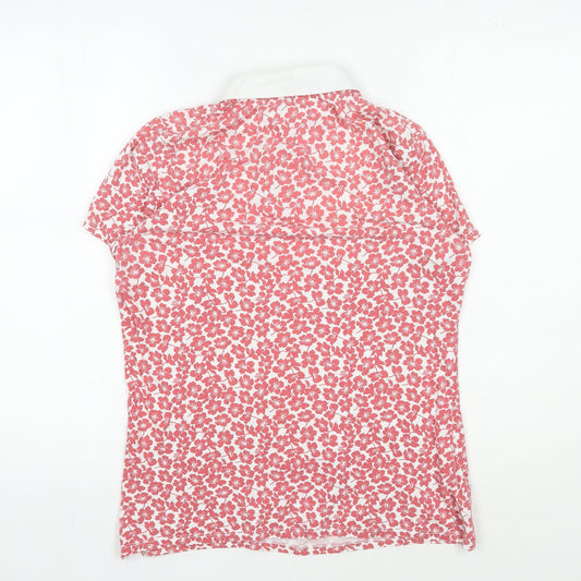 Laura Ashley Women's Red Floral Collared Blouse Size 10