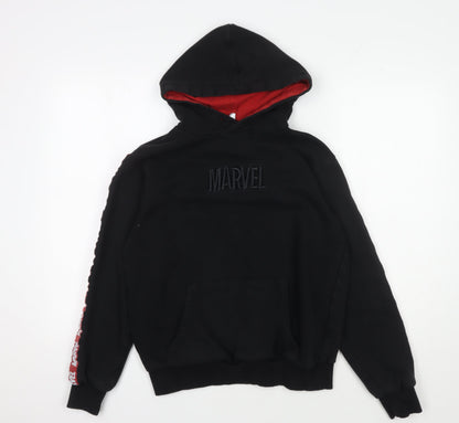 Marvel Boys Black XS Pullover Hoodie with Logo Accents