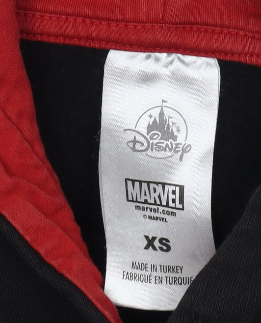 Marvel Boys Black XS Pullover Hoodie with Logo Accents