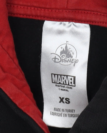 Marvel Boys Black XS Pullover Hoodie with Logo Accents