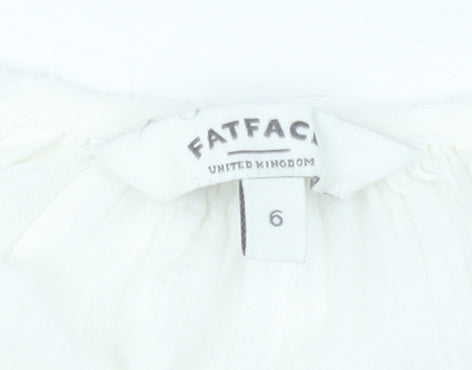 FatFace Ivory Bohemian Blouse Women’s Size 6 Embroidered