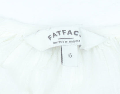 FatFace Ivory Bohemian Blouse Women’s Size 6 Embroidered