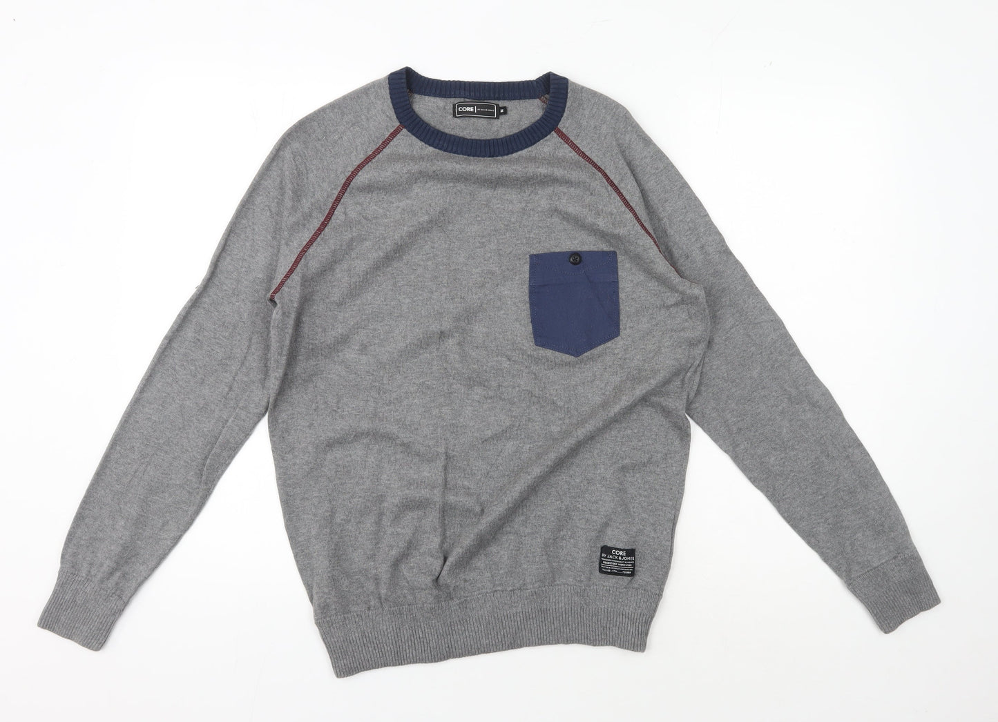 Jack & Jones Men’s Grey Crew Neck Pullover Jumper M