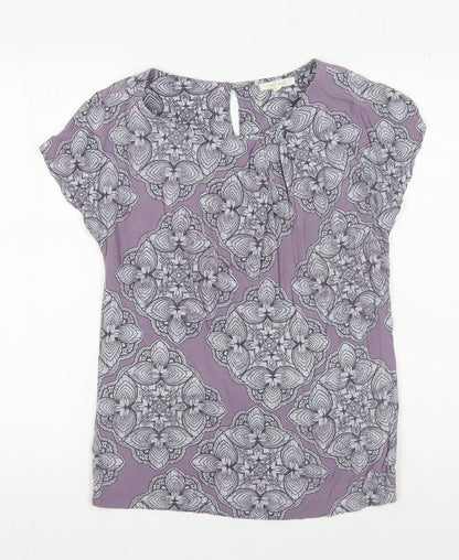 White Stuff Women Purple Geometric Top Size 8