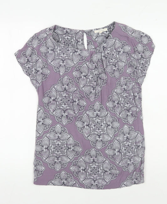White Stuff Women Purple Geometric Top Size 8