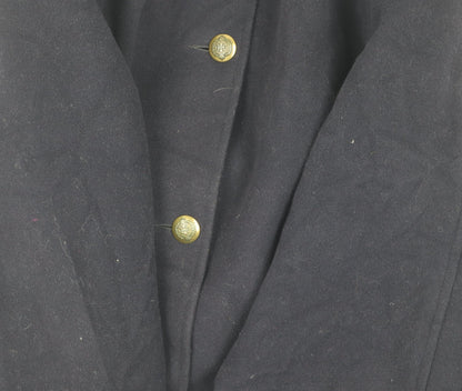 English Lady Black Wool Coat Women Size 16 Button Classic