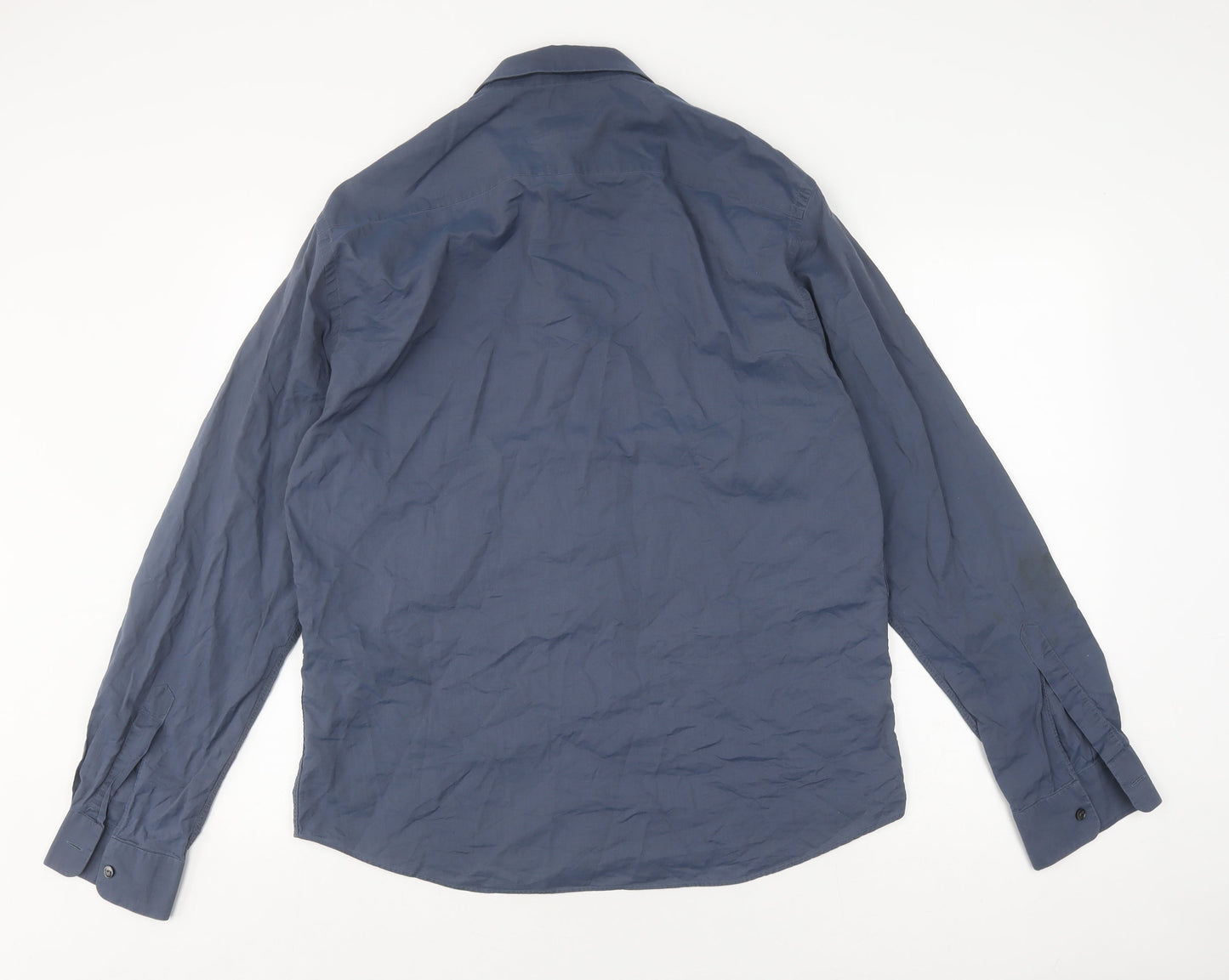 Hugo Boss Men's Blue Long Sleeve Cotton Shirt, Size 42