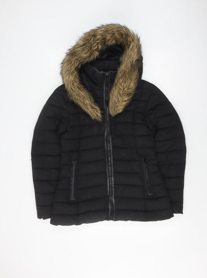 Womens UK Size 10 Golddigga Black Puffer Jacket