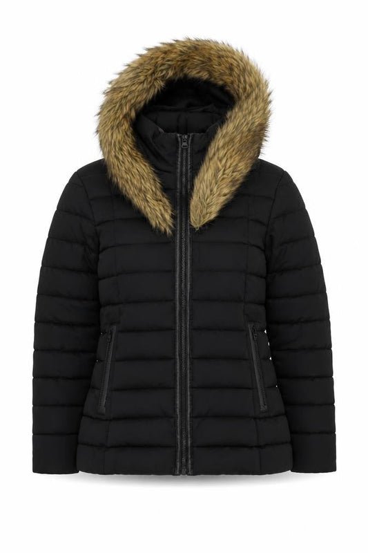 Womens UK Size 10 Golddigga Black Puffer Jacket