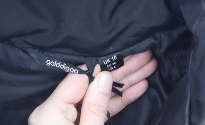 Womens UK Size 10 Golddigga Black Puffer Jacket