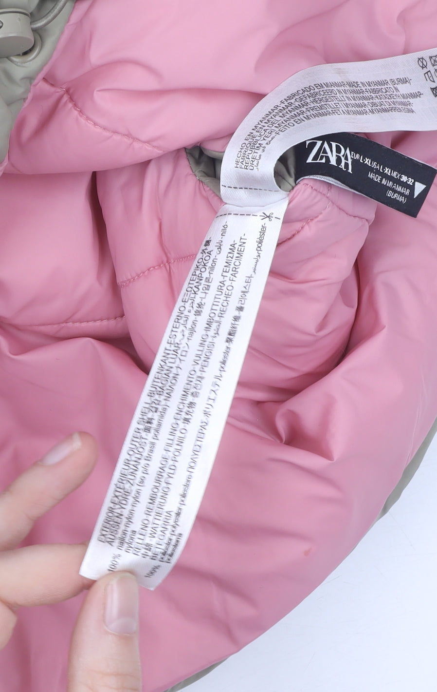 Womens UK Size L Zara Beige Puffer Jacket