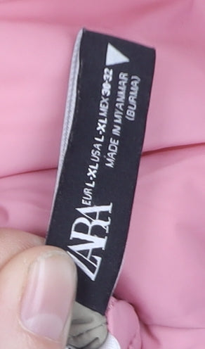 Womens UK Size L Zara Beige Puffer Jacket