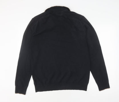 Marks and Spencer Men's Black Long Sleeve Polo, Size L