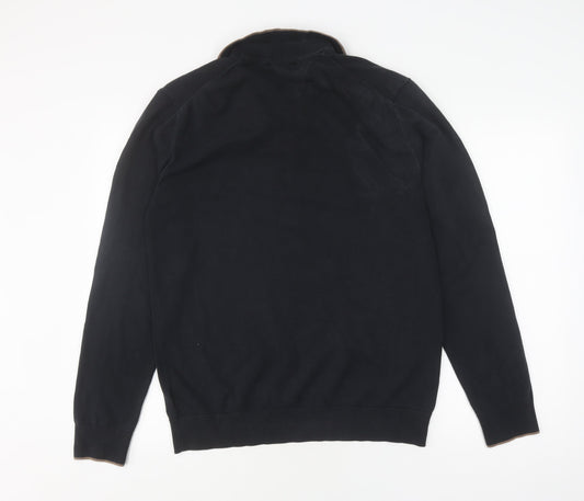 Marks and Spencer Men's Black Long Sleeve Polo, Size L