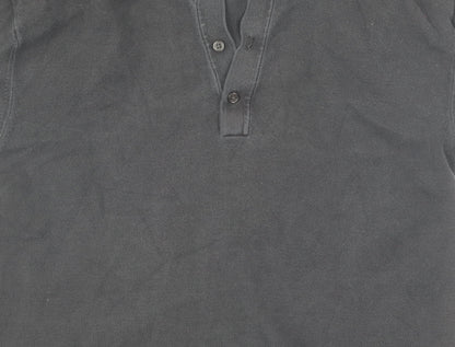 Marks and Spencer Men's Black Long Sleeve Polo, Size L