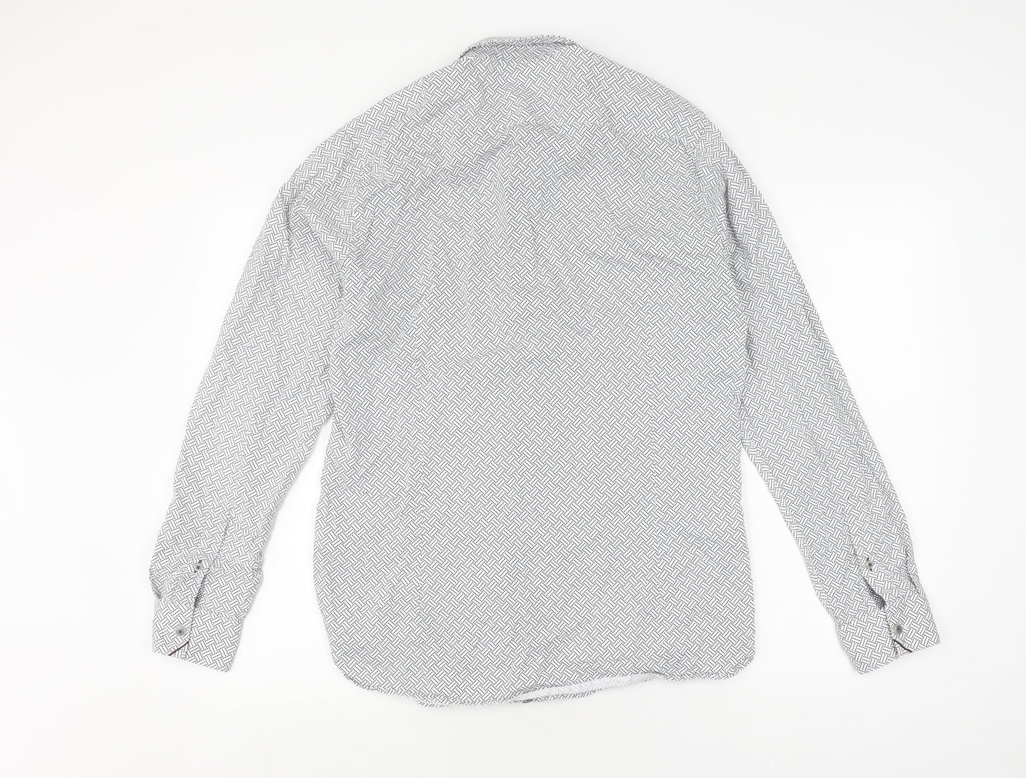 Ted Baker Men's White Geometric Long Sleeve Shirt M