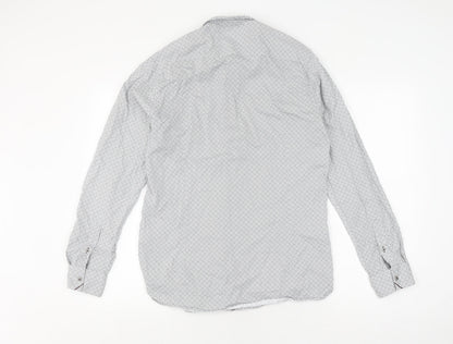 Ted Baker Men's White Geometric Long Sleeve Shirt M