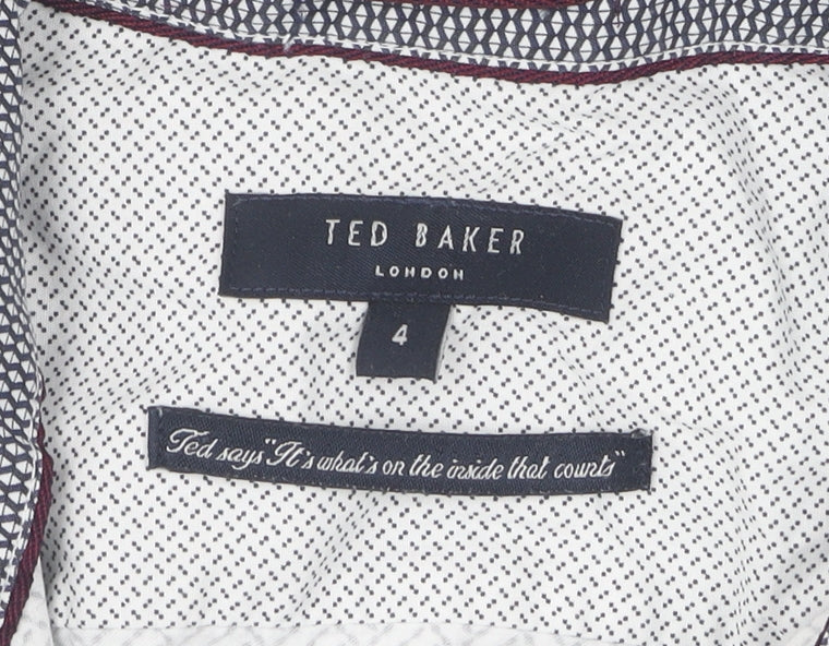 Ted Baker Men's White Geometric Long Sleeve Shirt M