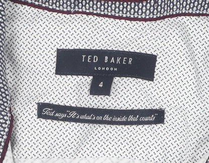 Ted Baker Men's White Geometric Long Sleeve Shirt M
