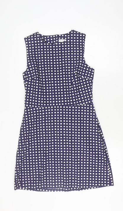 Warehouse Women's Blue Check Sheath Dress, Size 12