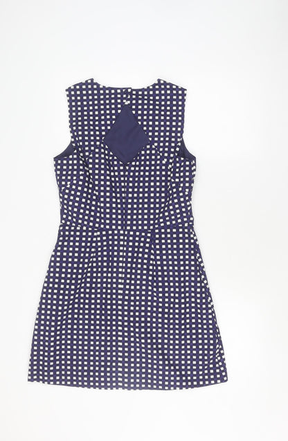 Warehouse Women's Blue Check Sheath Dress, Size 12