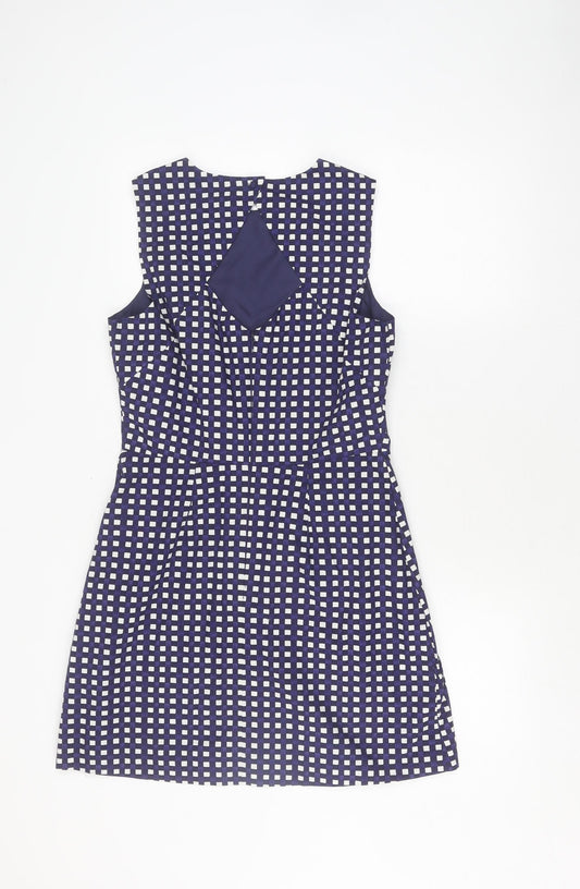 Warehouse Women's Blue Check Sheath Dress, Size 12