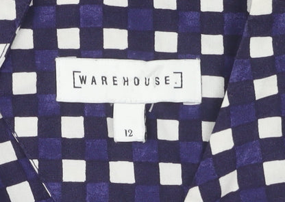 Warehouse Women's Blue Check Sheath Dress, Size 12