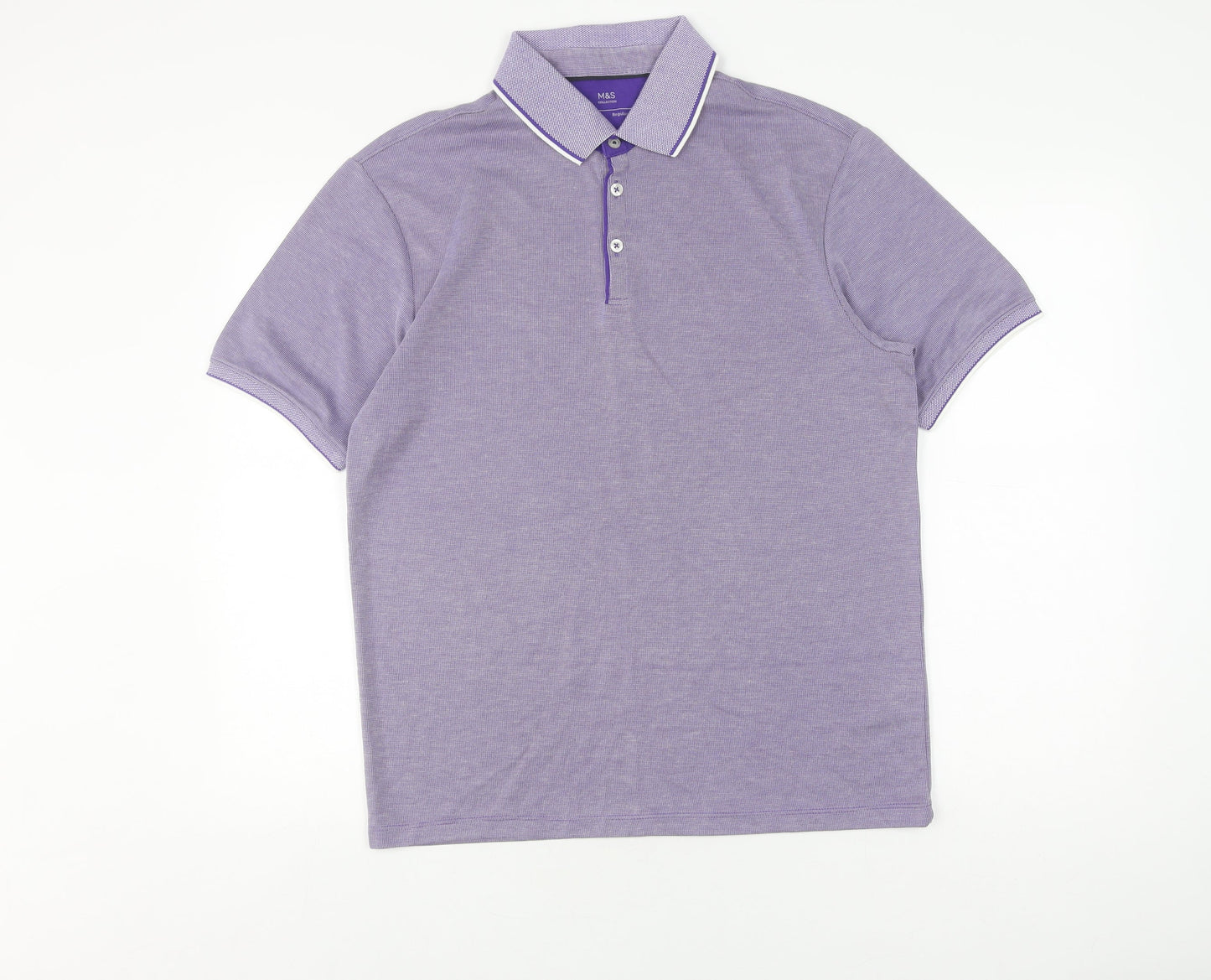 Marks and Spencer Men's Purple Polo Shirt - Size S, Regular Fit