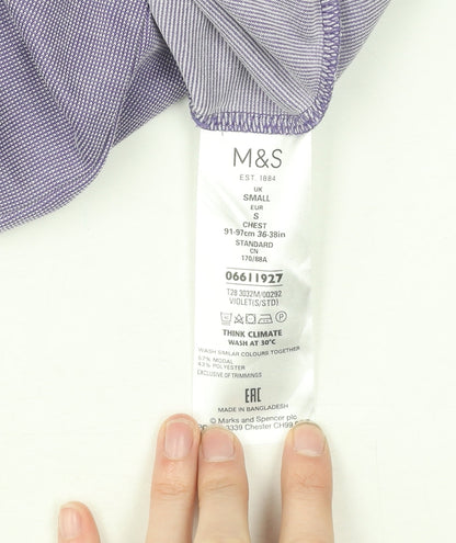 Marks and Spencer Men's Purple Polo Shirt - Size S, Regular Fit