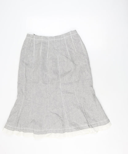 Etro Women's Grey A-Line Linen Skirt Size 16