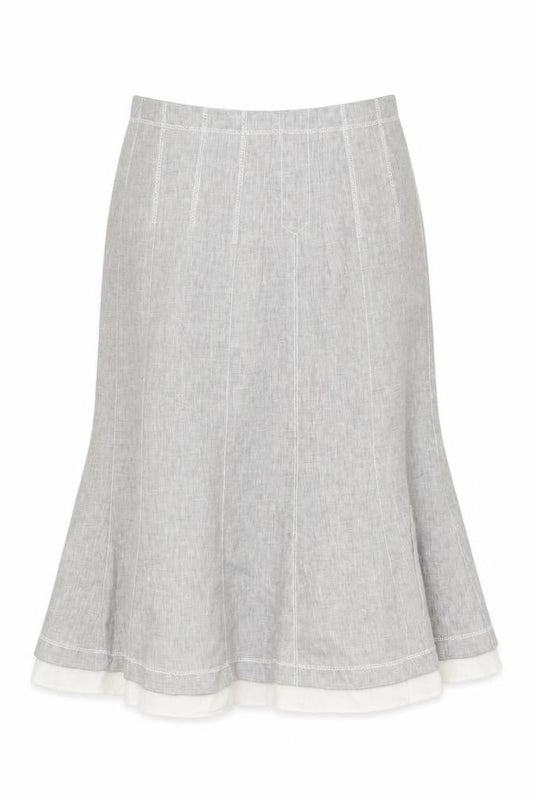 Etro Women's Grey A-Line Linen Skirt Size 16