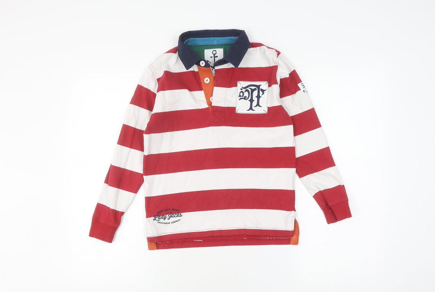 Lazy Jacks Boys Red Striped Long Sleeve Pullover 7-8 Y Casual