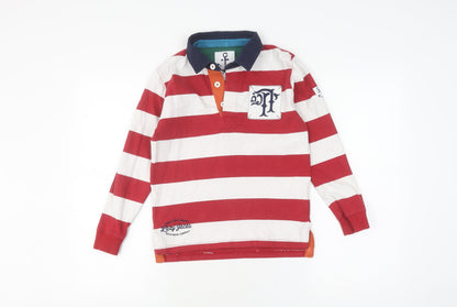 Lazy Jacks Boys Red Striped Long Sleeve Pullover 7-8 Y Casual