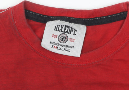 HLY EQPT Men's Red Graphic Print T-Shirt, Size M